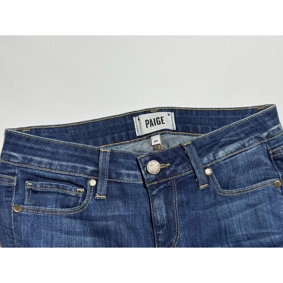 Paige Verdugo Ankle Jeans Women’s 26 Dark Wash Skinny Raw Hem Stretch Denim USA - Picture 5 of 8